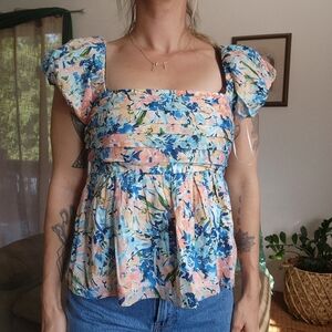 Abercrombie & Fitch Floral Peplum Top Size Medium